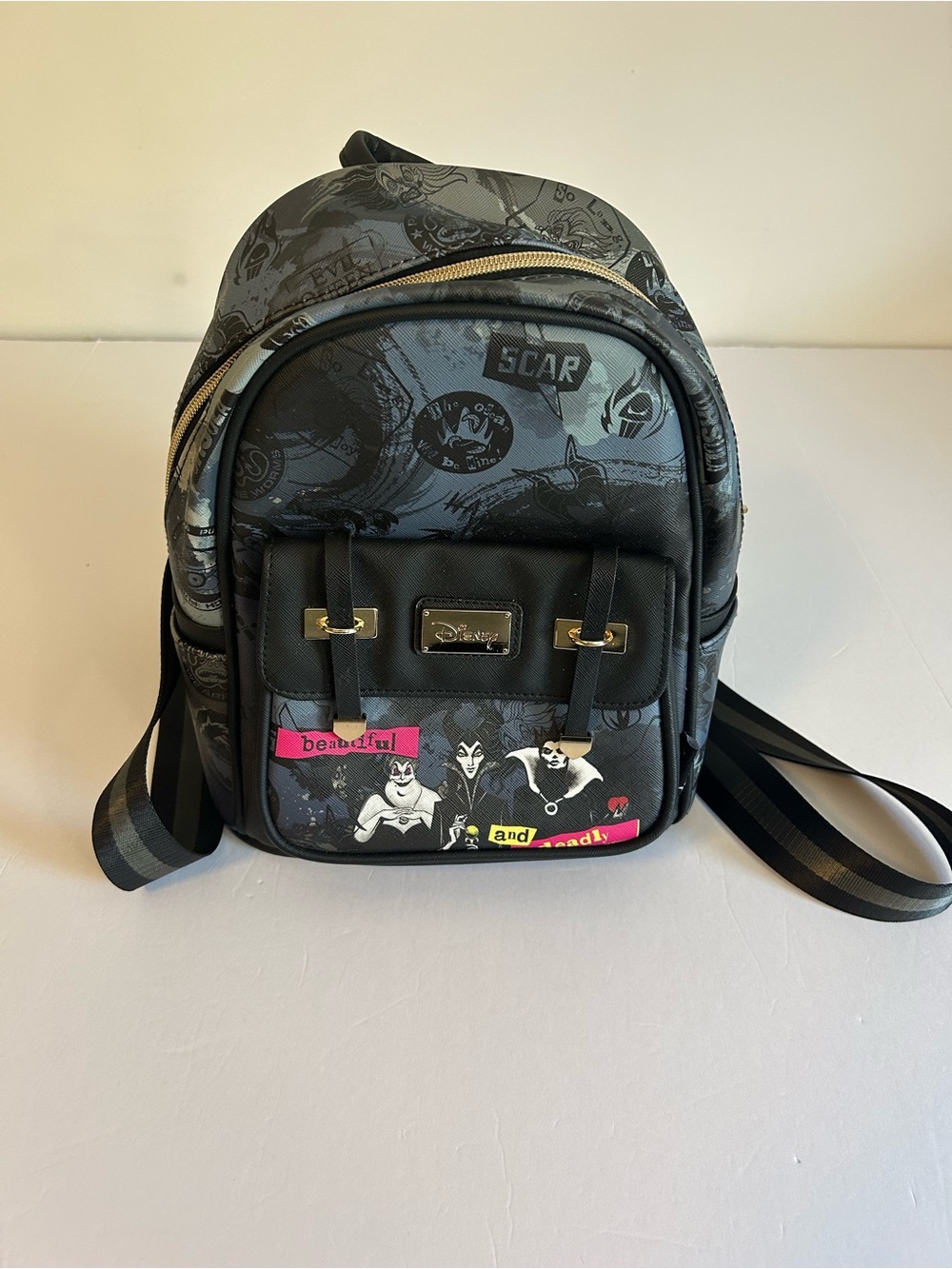 NWT Disney Villains Gray and Black Mini Backpack